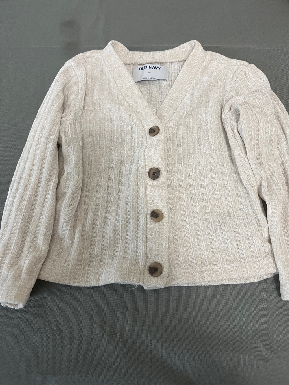 Old Navy Cream Ribbed Button-Front Cardigan